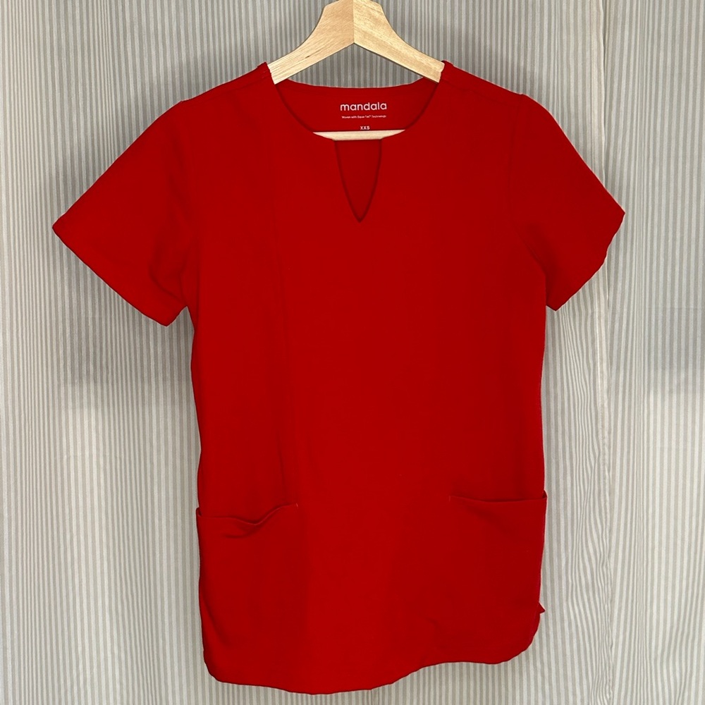 Mandala Notch Neck Scrub Top